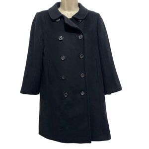 J CREW Black Wool Double Breasted Pea Coat